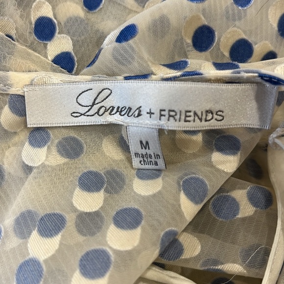 EUC Lovers & Friends blue velvet dotted white georgette fabric shorts romper - Picture 13 of 15